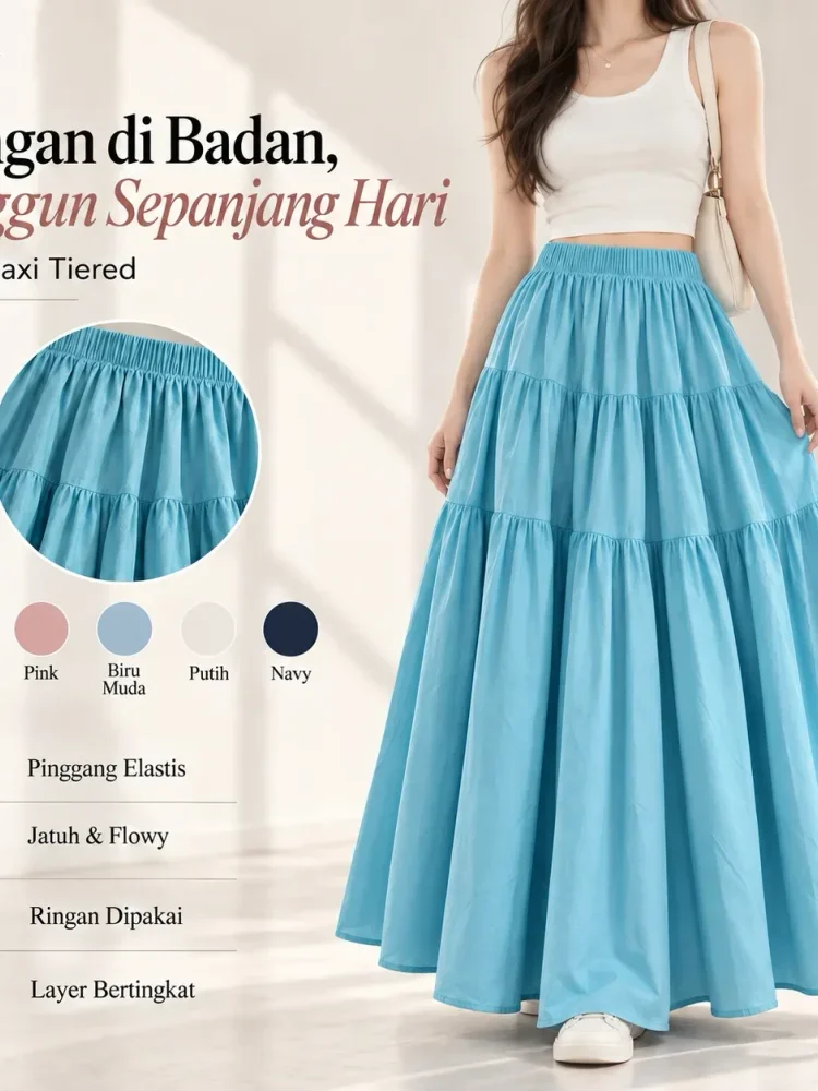 [READY STOCK]ASAYA Rok pinggang tinggi ramping sedang panjang warna kontras modis