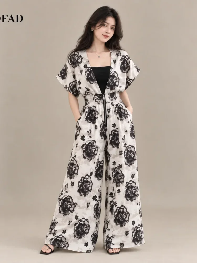 [READY STOCK]FADFAD Jumpsuit tanpa lengan bermotif dengan gaya kasual untuk wanita trendy