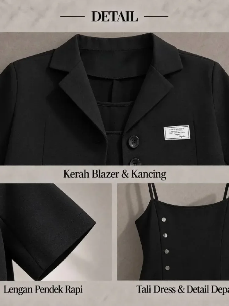 [DISKON KILAT]FADFAD Setelan gaun suspender dan atasan wanita gaya retro elegan kekinian