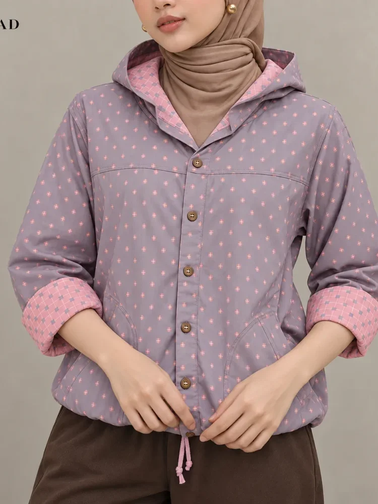 [DISKON KILAT]FADFAD Kemeja cetak temperamen gaya baru wanita atasan elegan