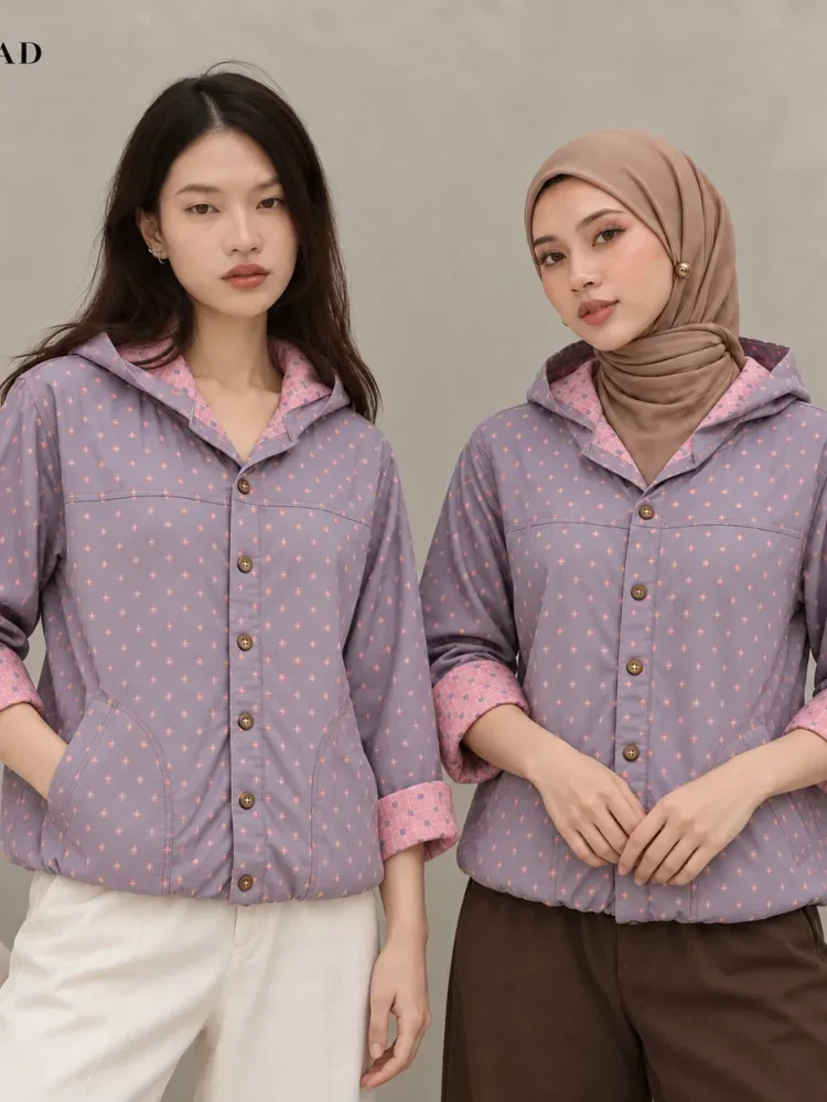 [DISKON KILAT]FADFAD Kemeja cetak temperamen gaya baru wanita atasan elegan