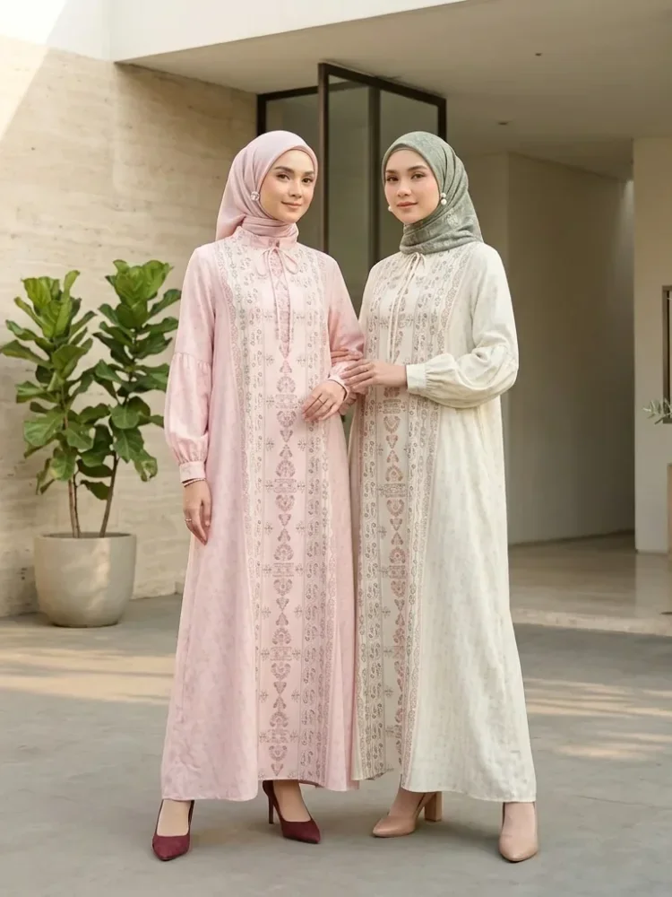 ASAYA Dress kemeja wanita lengan panjang motif print kotak bunga kombinasi elegan model kekinian