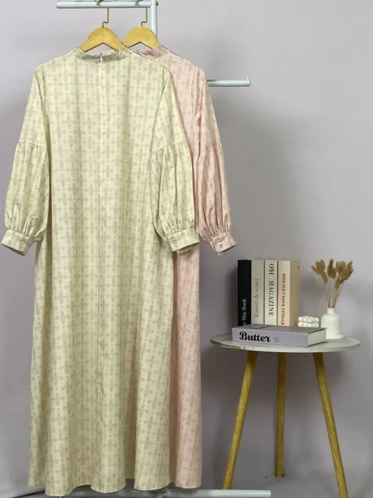 ASAYA Dress kemeja wanita lengan panjang motif print kotak bunga kombinasi elegan model kekinian