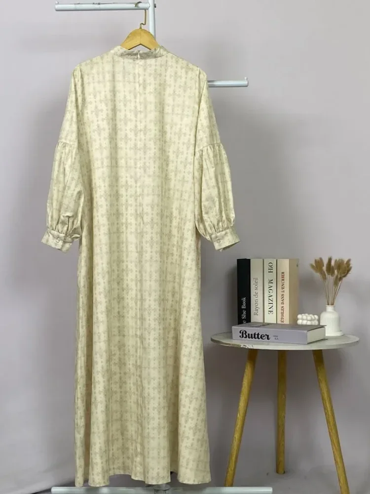 ASAYA Dress kemeja wanita lengan panjang motif print kotak bunga kombinasi elegan model kekinian