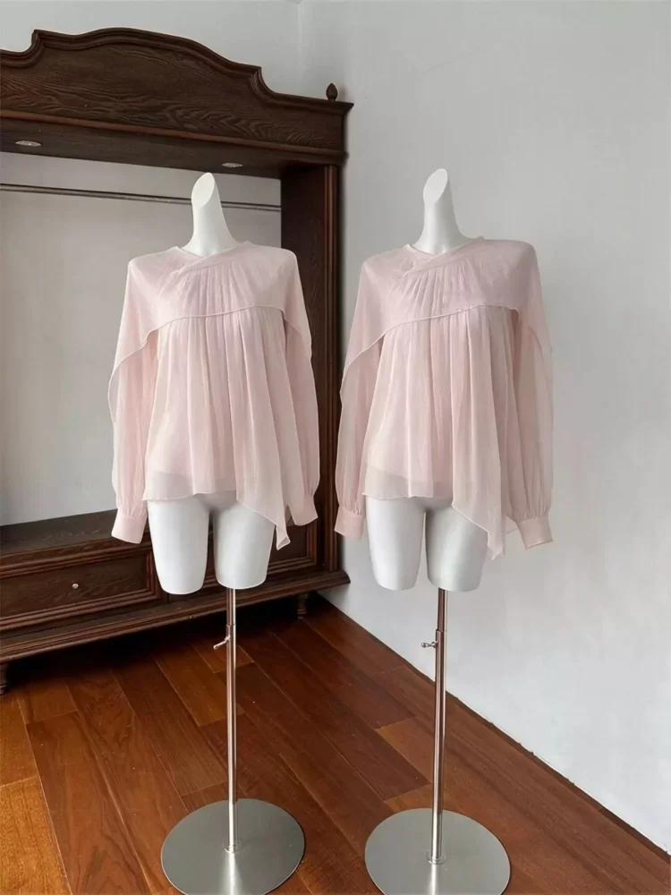 CHICMORE Atasan blouse lengan panjang gaya elegan untuk wanita