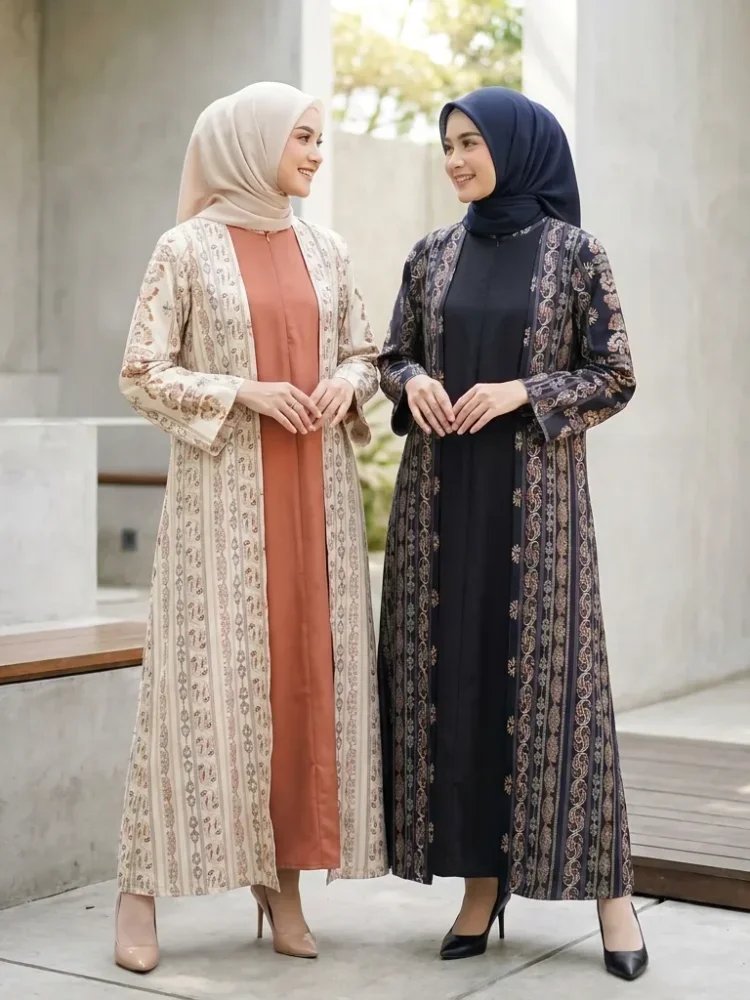 ASAYA Dress kemeja wanita lengan panjang motif print kotak bunga kombinasi elegan model kekinian