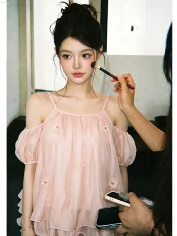 [DISKON KILAT]CHICMORE Blouse lengan pendek puff atasan 3d untuk wanita