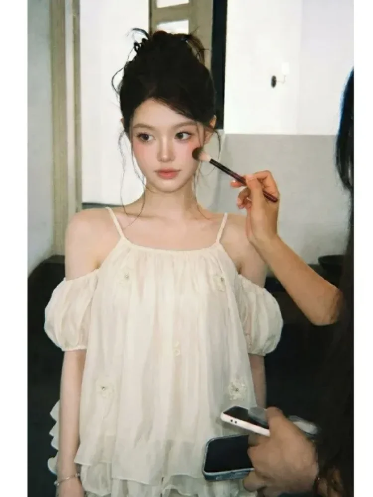 [DISKON KILAT]CHICMORE Blouse lengan pendek puff atasan 3d untuk wanita