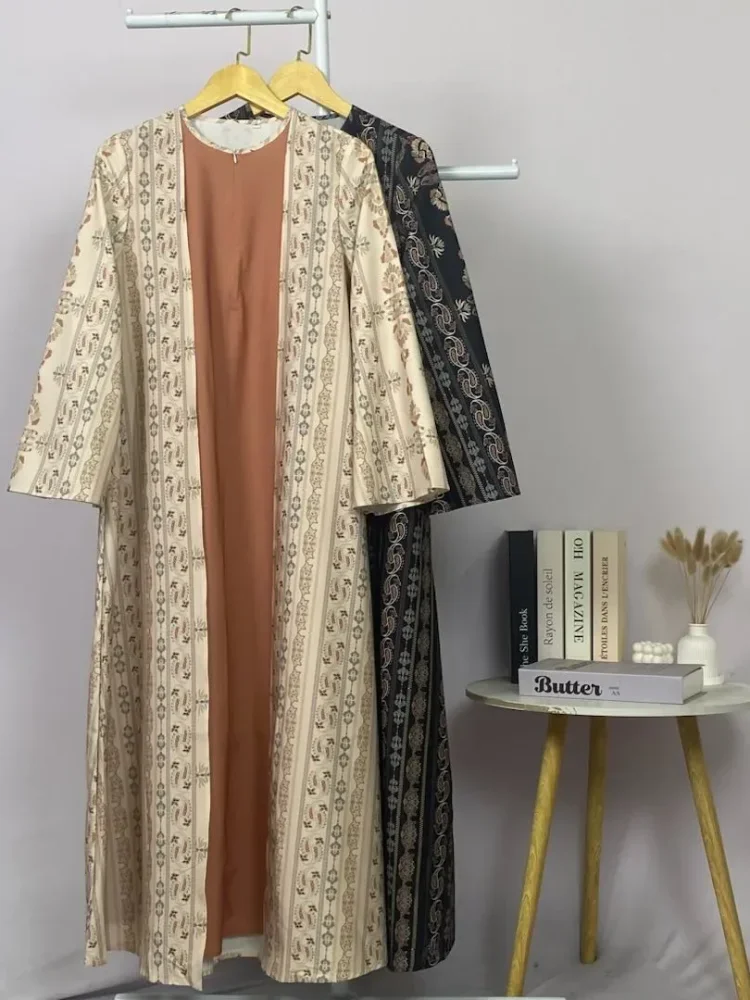 ASAYA Dress kemeja wanita lengan panjang motif print kotak bunga kombinasi elegan model kekinian