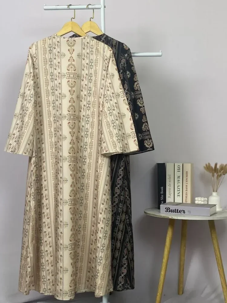 ASAYA Dress kemeja wanita lengan panjang motif print kotak bunga kombinasi elegan model kekinian
