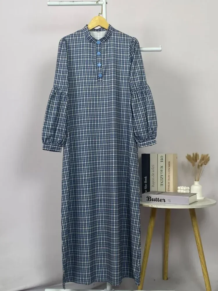 ASAYA Gaun elegan dengan motif posisi mode lengan panjang