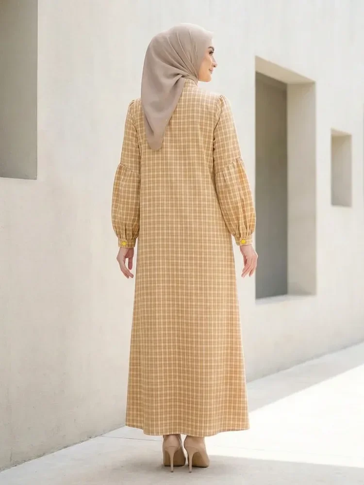 ASAYA Gaun elegan dengan motif posisi mode lengan panjang