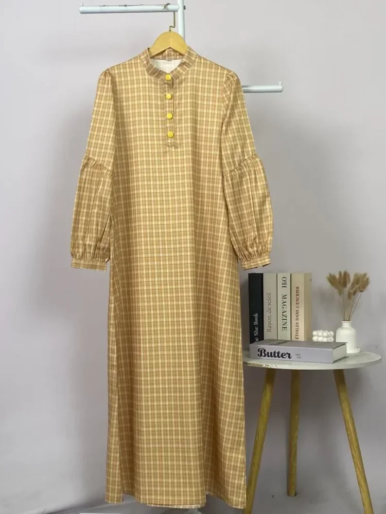 ASAYA Gaun elegan dengan motif posisi mode lengan panjang