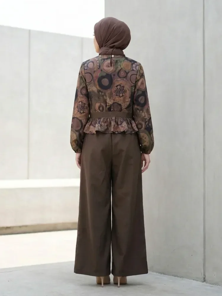 ASAYA Setelan wanita dengan lengan bell dan resleting buatan tangan bergaya minimalis warna solid