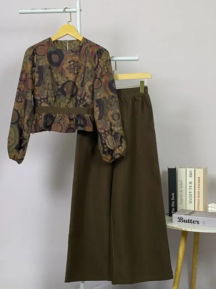 ASAYA Setelan wanita dengan lengan bell dan resleting buatan tangan bergaya minimalis warna solid