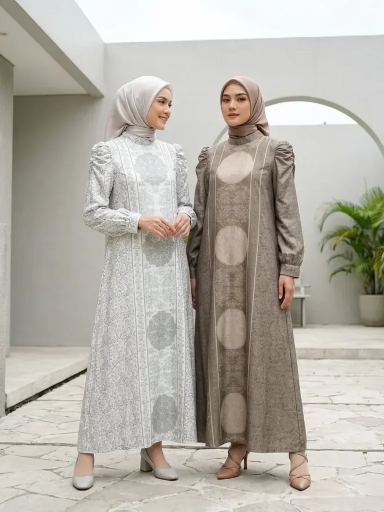 ASAYA Dress kemeja wanita lengan panjang motif print kotak bunga kombinasi elegan model kekinian