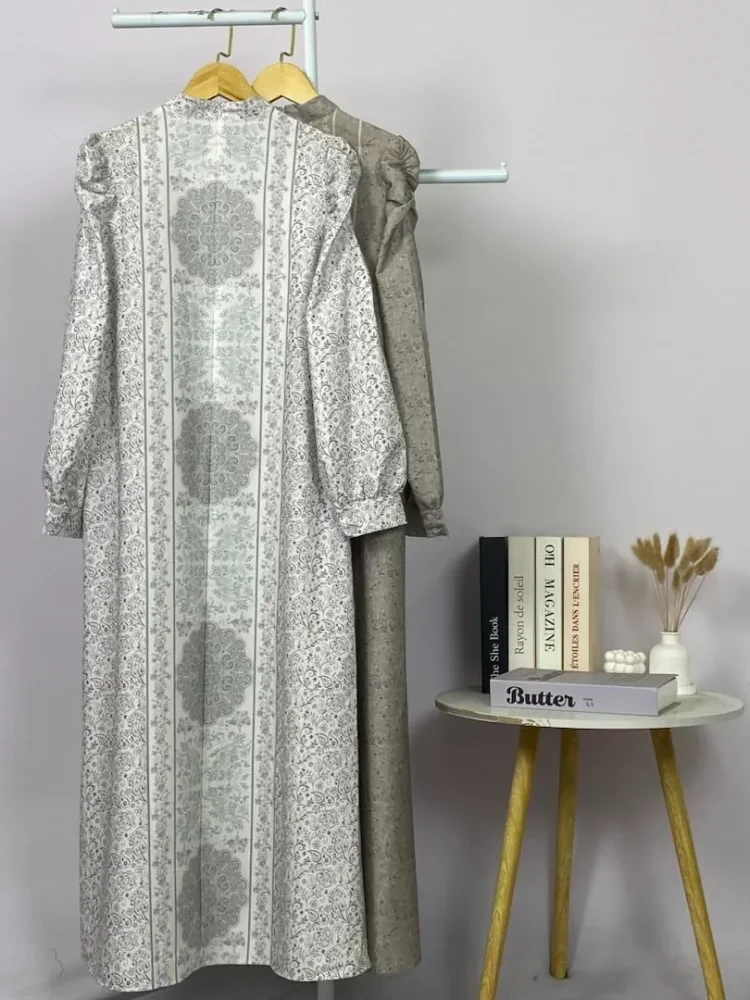 ASAYA Dress kemeja wanita lengan panjang motif print kotak bunga kombinasi elegan model kekinian