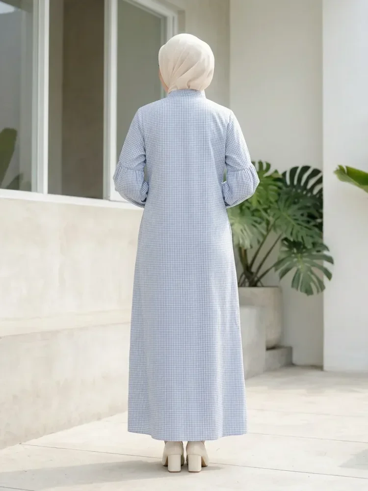 ASAYA Gaun elegan dengan motif posisi mode lengan panjang