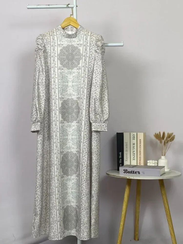 ASAYA Dress kemeja wanita lengan panjang motif print kotak bunga kombinasi elegan model kekinian