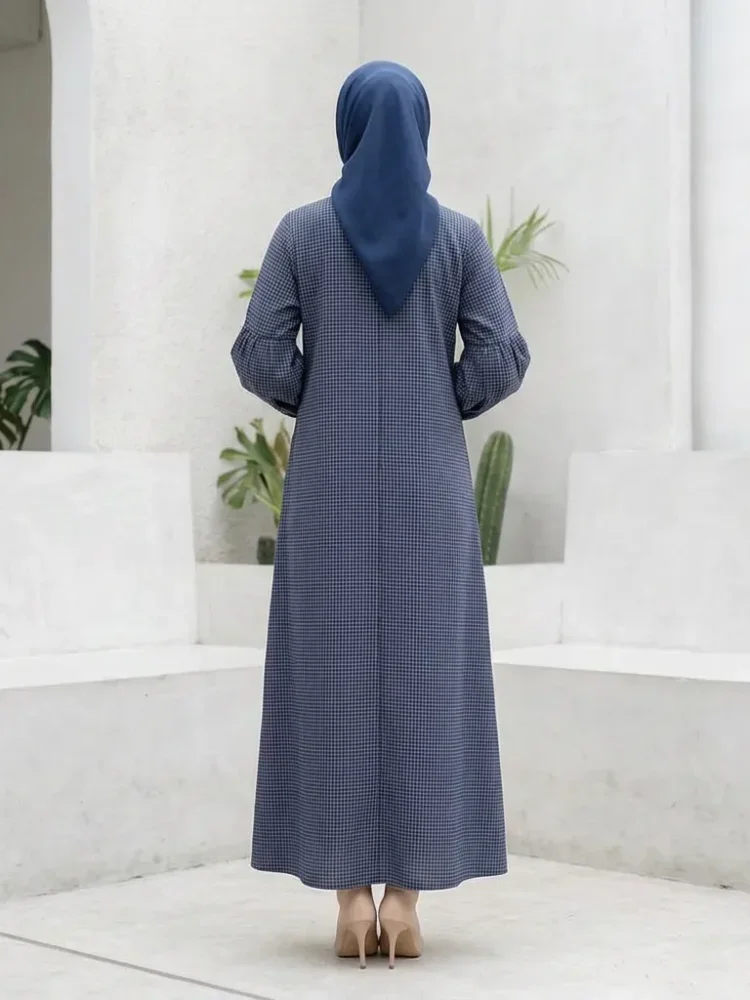 ASAYA Gaun elegan dengan motif posisi mode lengan panjang