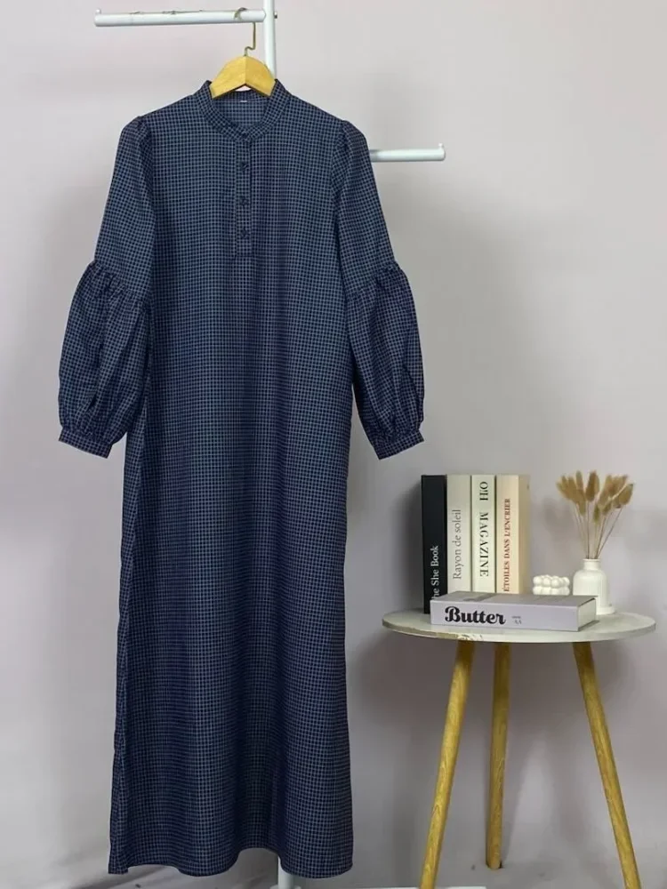 ASAYA Gaun elegan dengan motif posisi mode lengan panjang