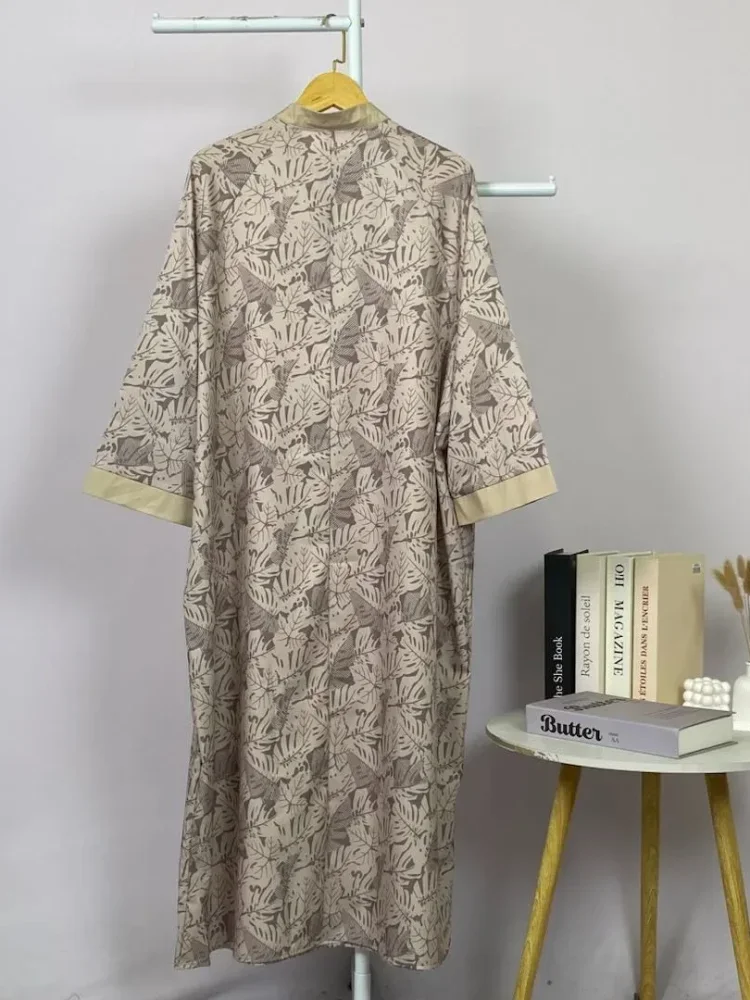 ASAYA Gamis wanita elegan motif garis kotak biru abu modern kekinian