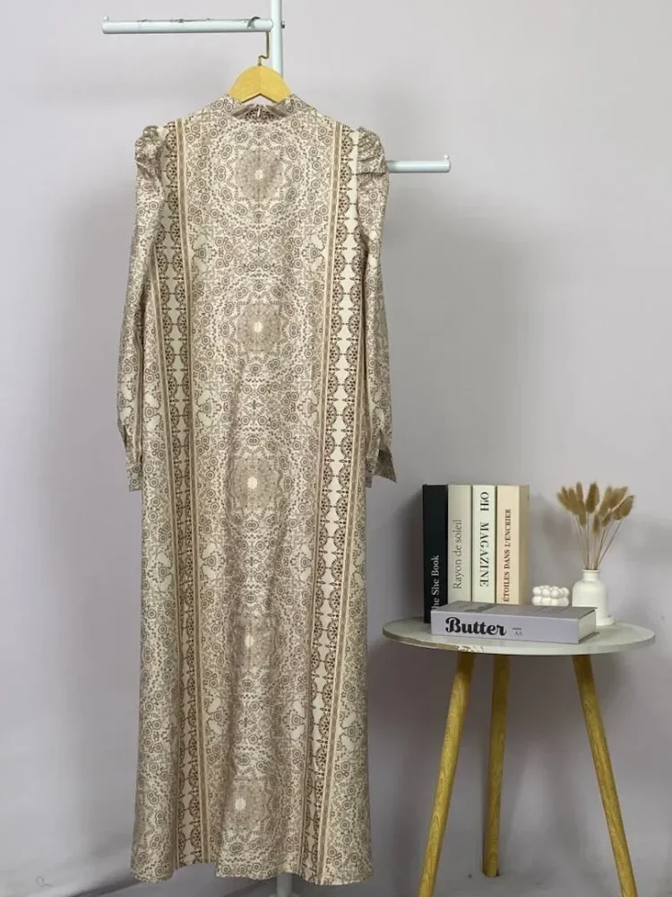 ASAYA Dress kemeja wanita lengan panjang motif print kotak bunga kombinasi elegan model kekinian
