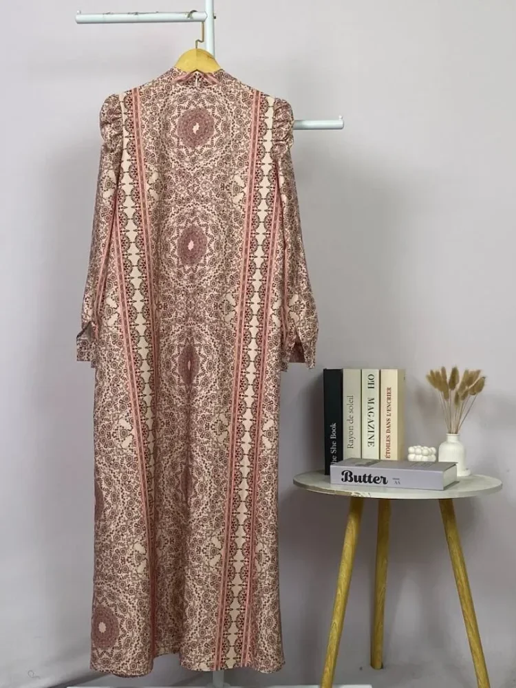 ASAYA Dress kemeja wanita lengan panjang motif print kotak bunga kombinasi elegan model kekinian