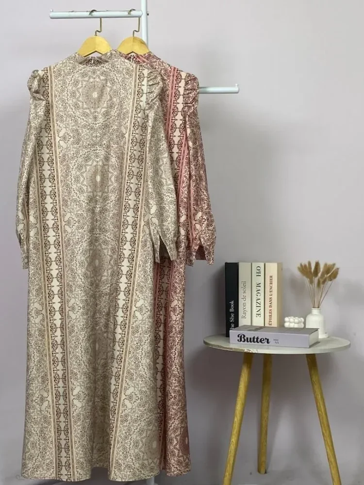 ASAYA Dress kemeja wanita lengan panjang motif print kotak bunga kombinasi elegan model kekinian