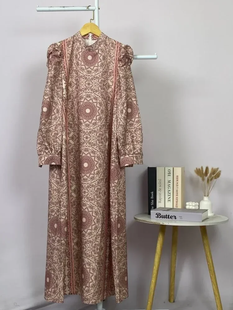ASAYA Dress kemeja wanita lengan panjang motif print kotak bunga kombinasi elegan model kekinian