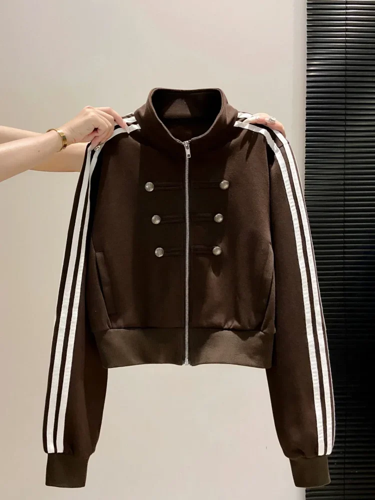 CHICMORE Atasan jaket sweatshirt pendek dengan desain stylish dengan lengan panjang gaya kekinian untuk wanita