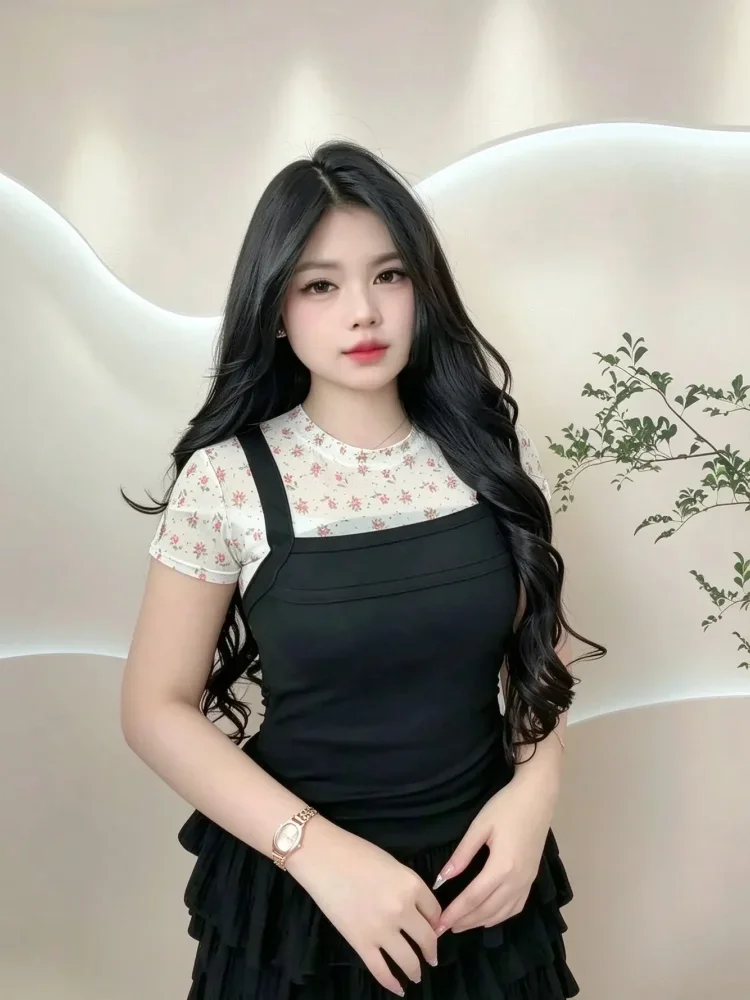 ASAYA Atasan lengan pendek gaya kasual model kekinian wanita  kerah bulat