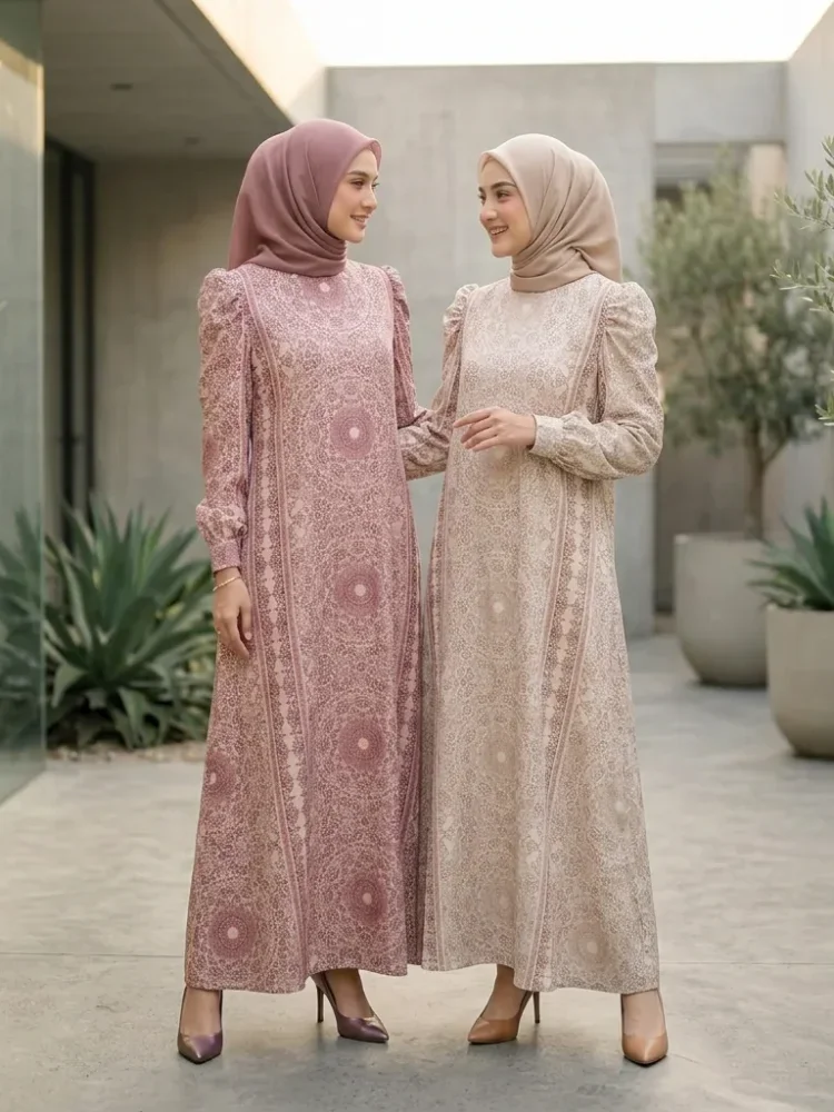 ASAYA Dress kemeja wanita lengan panjang motif print kotak bunga kombinasi elegan model kekinian