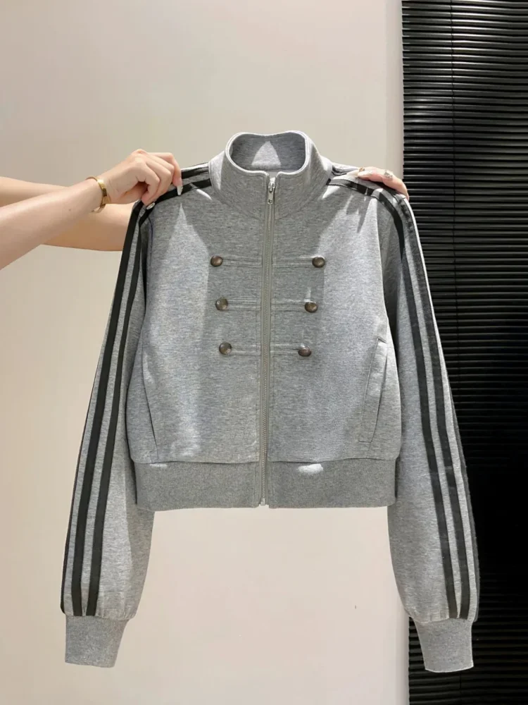 CHICMORE Atasan jaket sweatshirt pendek dengan desain stylish dengan lengan panjang gaya kekinian untuk wanita