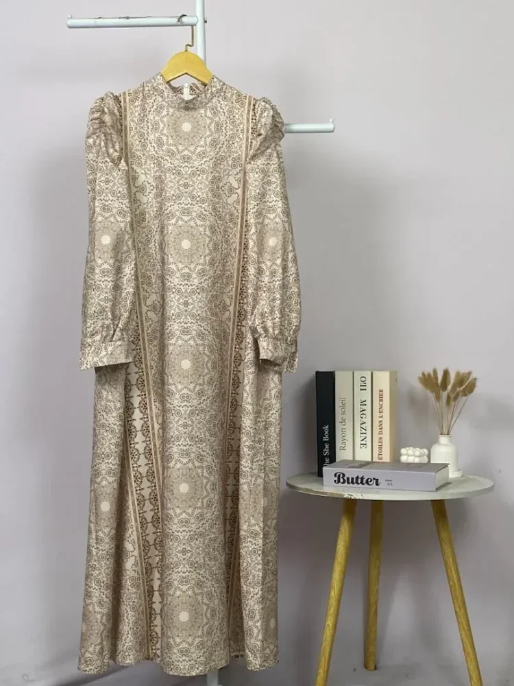 ASAYA Dress kemeja wanita lengan panjang motif print kotak bunga kombinasi elegan model kekinian