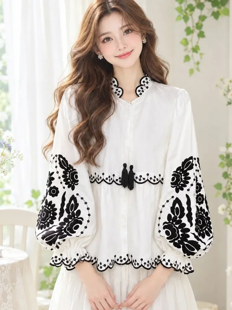FADFAD Atasan blouse lengan panjang dengan gaya elegan baru untuk wanita