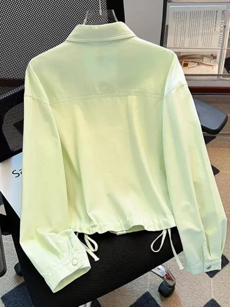 CHICMORE Atasan wanita kemeja lengan panjang model minimalis warna solid kasual