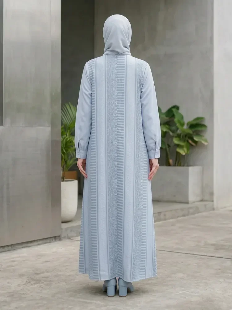 ASAYA Gaun elegan dengan motif posisi mode lengan panjang