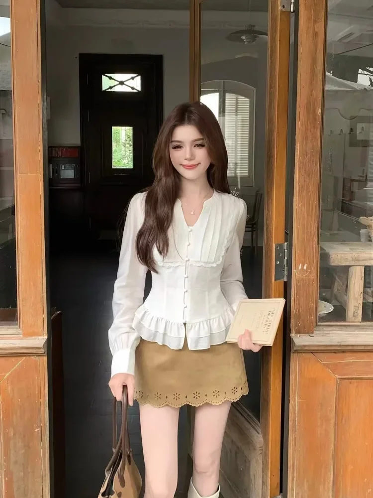 FADFAD Atasan lengan panjang motif polos gaya kasual model baru