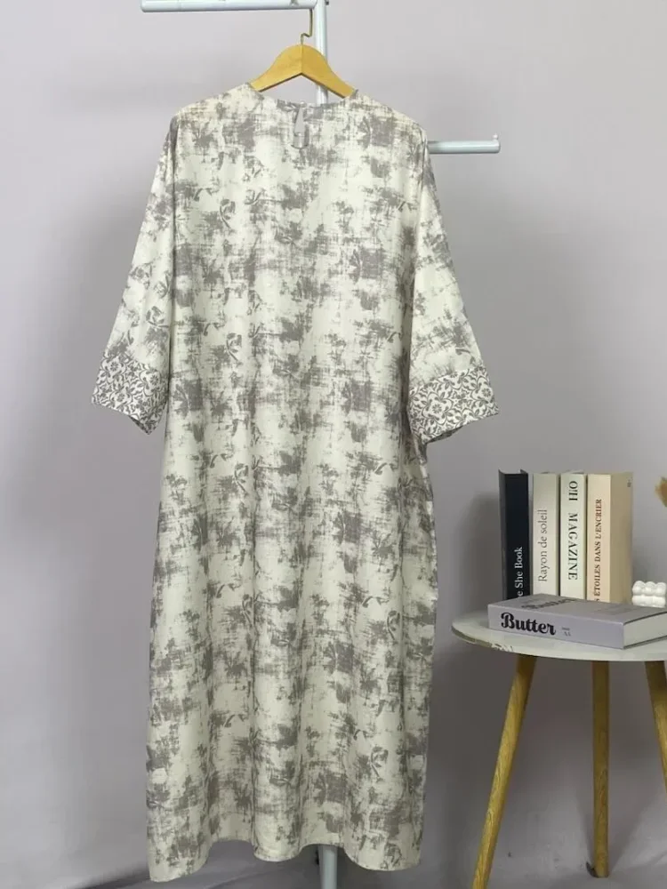 ASAYA Gaun berleher bulat dengan desain patchwork bermotif hijau,