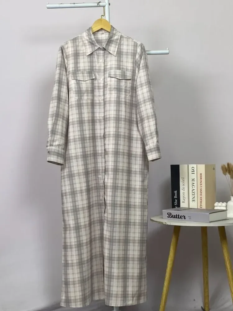 ASAYA Gaun elegan dengan motif posisi mode lengan panjang