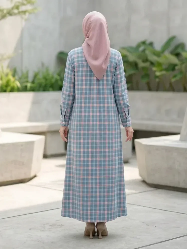 ASAYA Gaun elegan dengan motif posisi mode lengan panjang