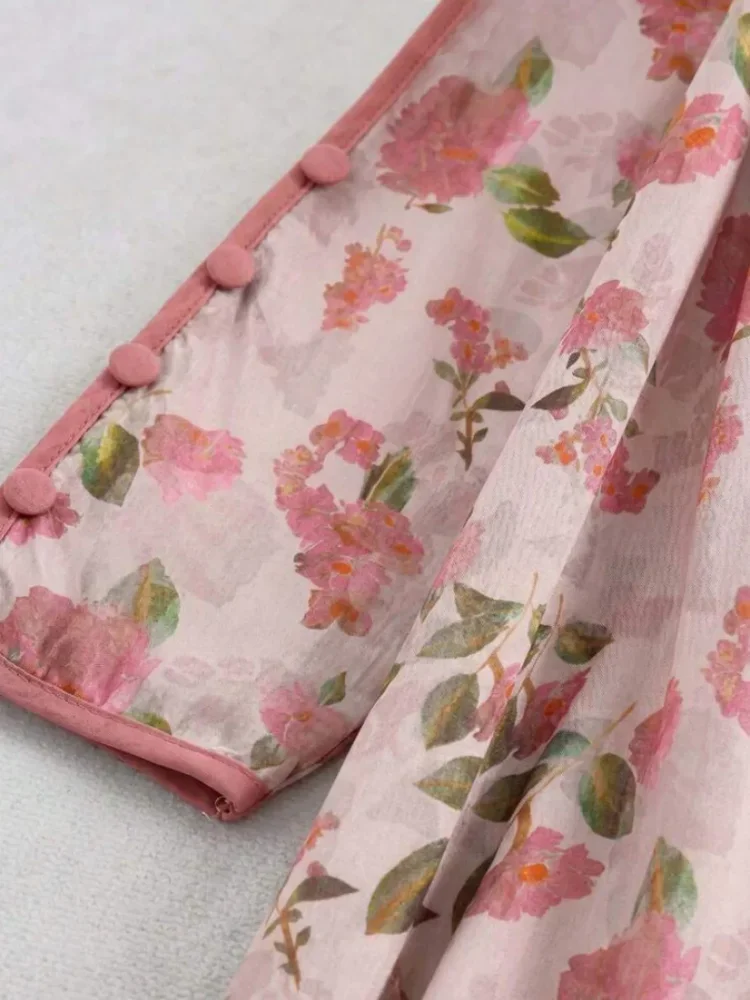 ASAYA Gaun elegan dengan motif posisi mode lengan panjang