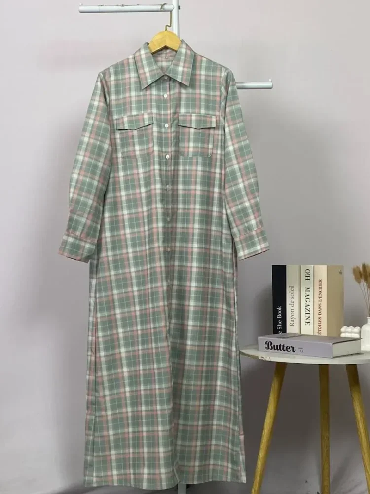 ASAYA Gaun elegan dengan motif posisi mode lengan panjang