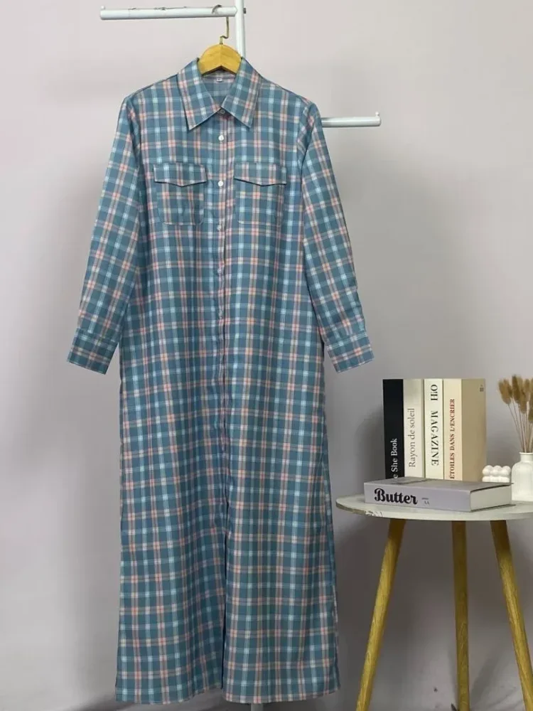 ASAYA Gaun elegan dengan motif posisi mode lengan panjang