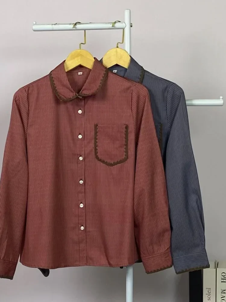 ASAYA Kemeja polkadot bergaya minimalis dengan aksen renda