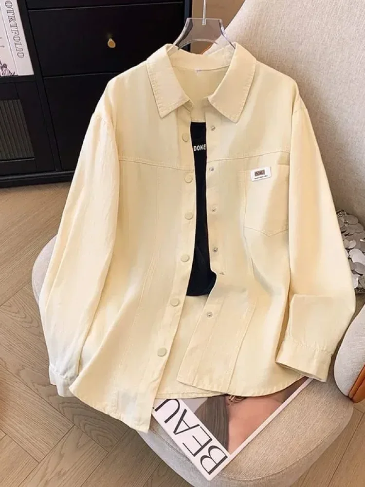 CHICMORE Kemeja lengan panjang gaya chic kasual dengan aksen kantong aktif