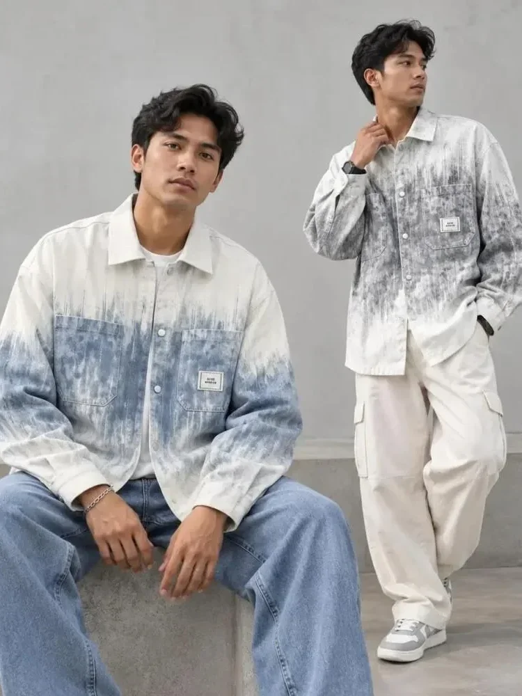 MODISH Kemeja gaya kekinian dengan kancing aktif dan lengan panjang model baru