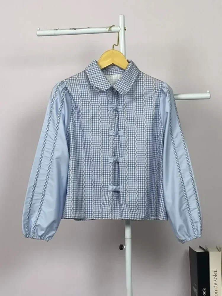 ASAYA Atasan wanita lengan panjang bermotif dengan gaya tiongkok modern, dilengkapi kancing simpul khas tiongkok buatan tangan.