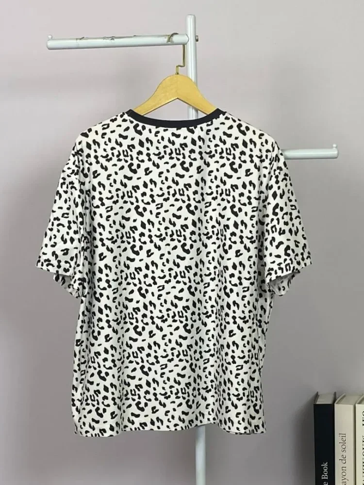 ASAYA Atasan t-shirt lengan pendek dengan kerah bulat bergaya kasual, lembut, tipis, dan bermotif